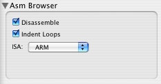 ARM Asm Browser Advanced Settings