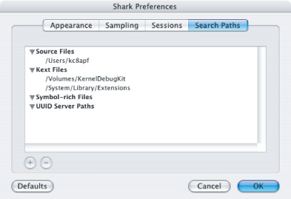 Shark Preferences — Search Paths