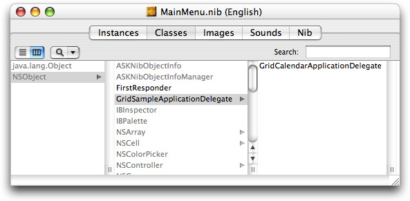 The GridCalendar MainMenu nib file