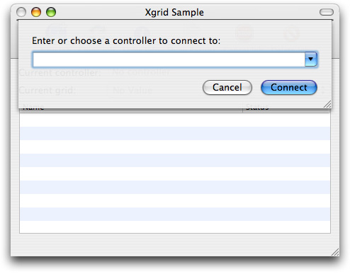 screen shot of Xgrid Sample application