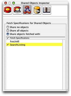 Shared Objects Inspector configured to shared objects from a qualified fetch