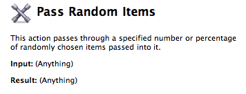 The description for the Pass Random Items action