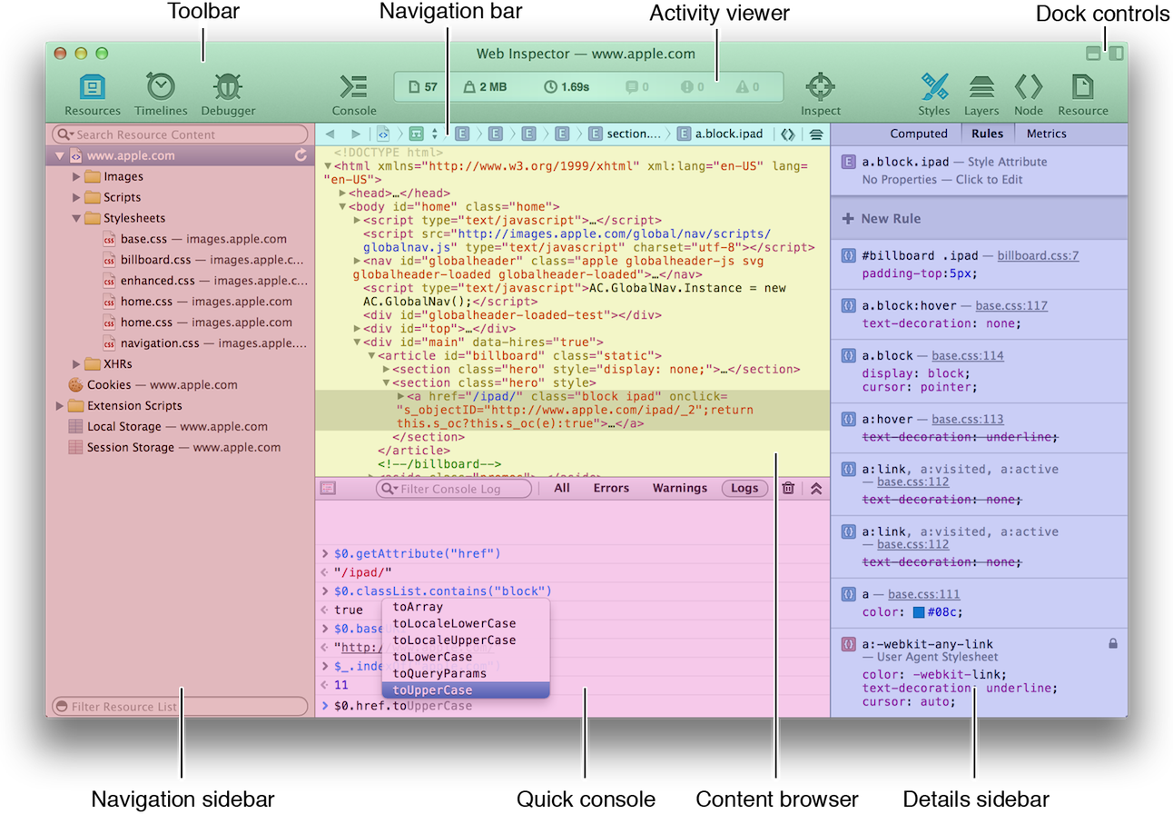 safari open web inspector