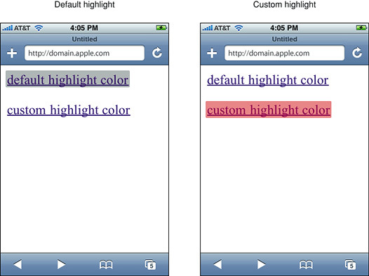 Differences between default and custom highlighting