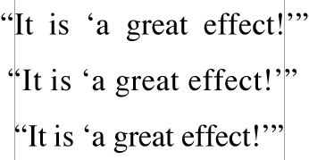 Effects of changing the hanging punctuation attribute