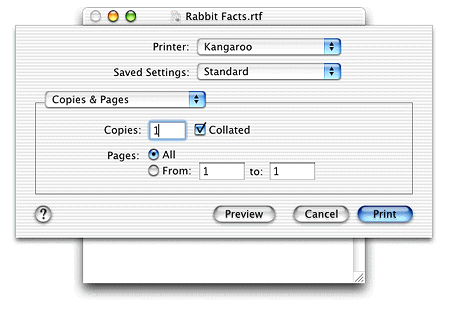 The Copies & Pages pane of the Print dialog