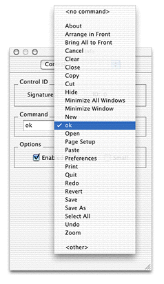 Assigning a command ID from the Info window