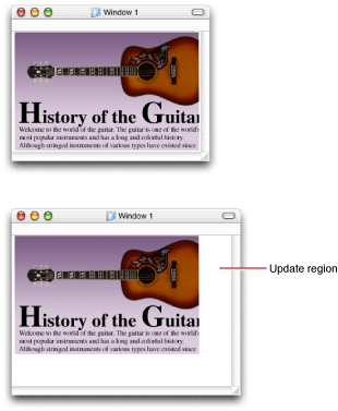 The update region during a window resize