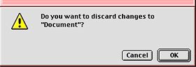 Discard Changes alert box