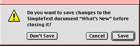 Standard Save Changes alert box