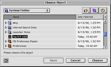 Choose Object dialog box