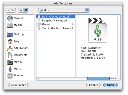 A generic icon for an AIFF audio file