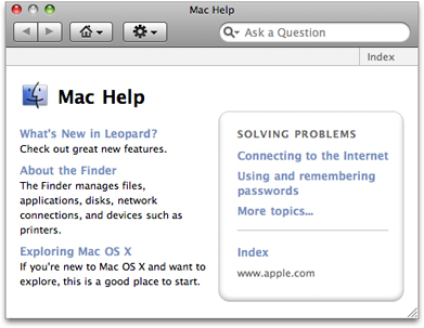 The Help Viewer opening window for Mac Help