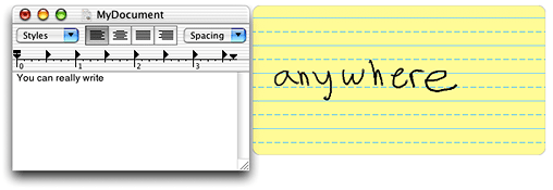Ink writing guides facilitate pen input into an application