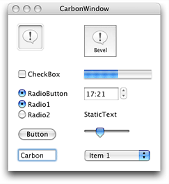 The Carbon user interface for the CarbonInCocoa application