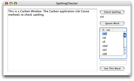 The user interface for the Spelling Checker application