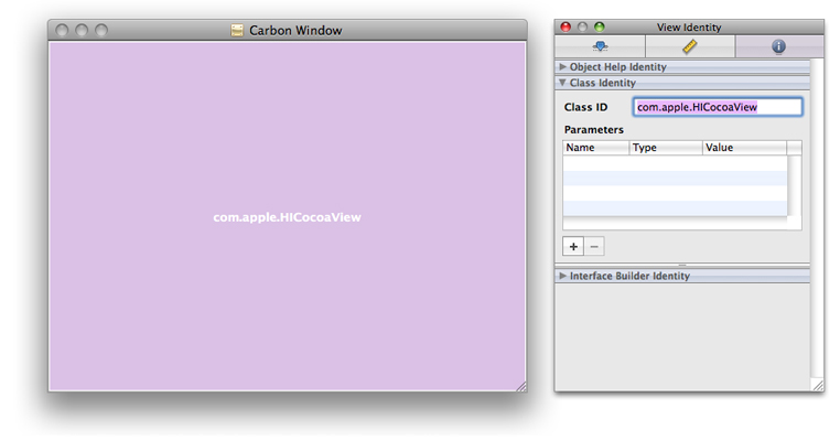 A Carbon wrapper view in Interface Builder