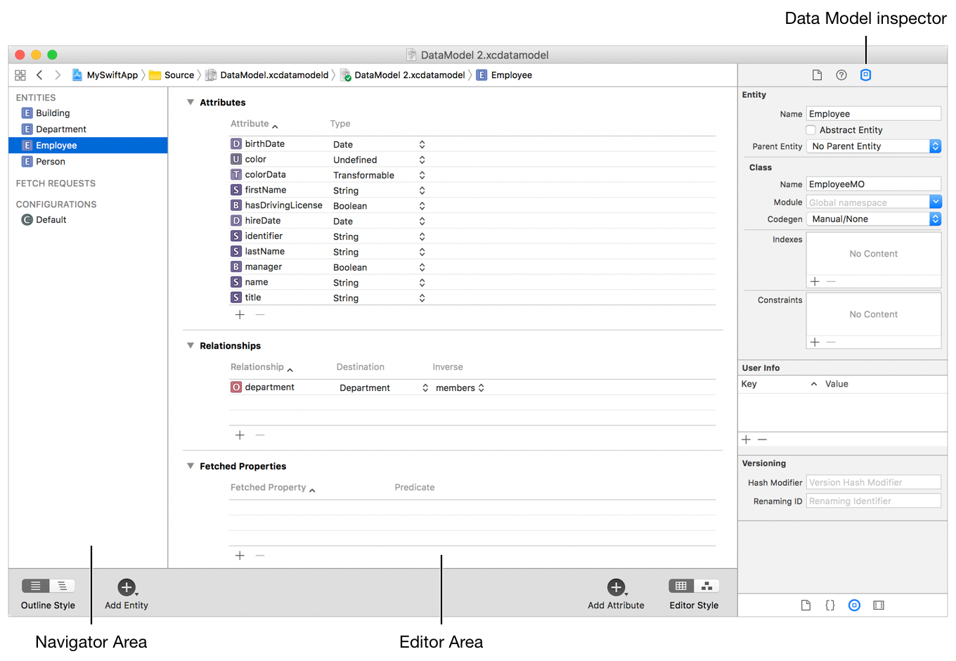 Program data. Attributes Inspector.