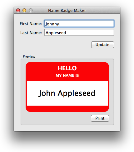 The Name Badge Maker application