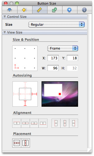 Setting up the autosizing for the Start and Stop buttons