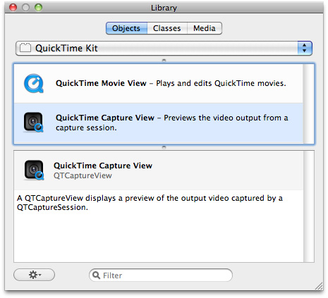 QuickTime Capture View control in the library