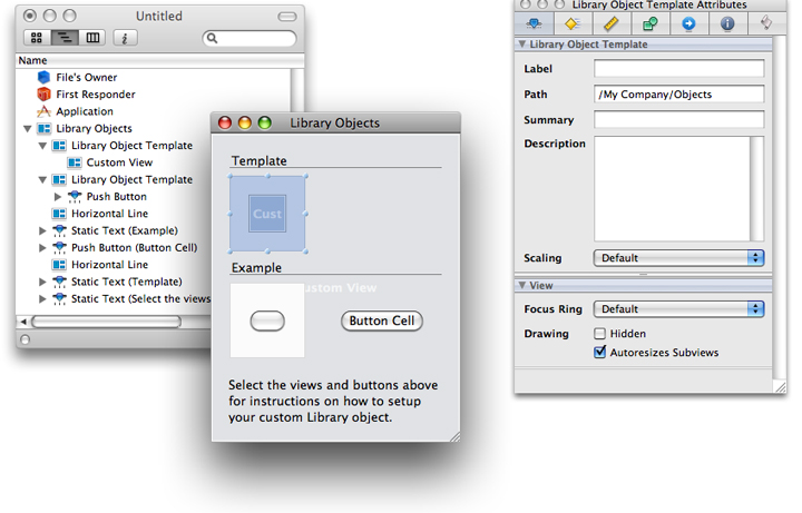 Default library nib file for a sample project