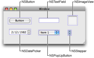 Frame boundaries for assorted views and controls.