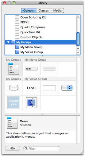 Custom groups in the library window