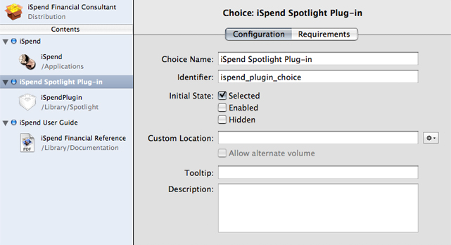 Choice Configuration pane