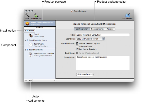 PackageMaker project window