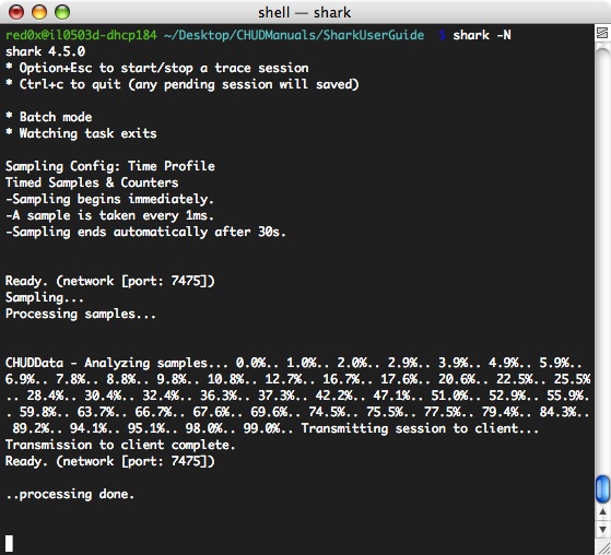 Command Line Shark in Network Profiling Mode