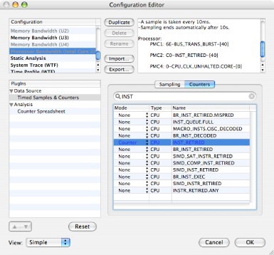 Config Editor: Two Performance Counter Events