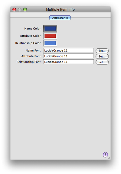 Appearance pane showing multiple selection