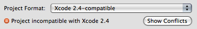 Incompatibility between project format and project configuration