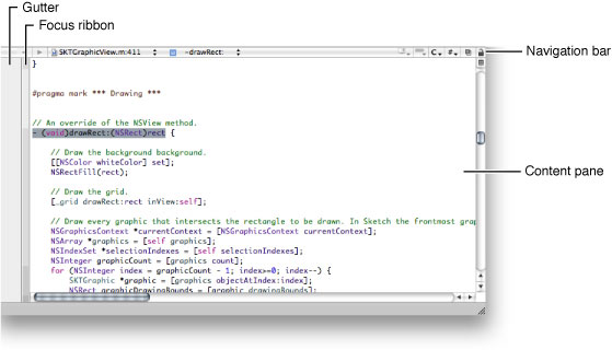 The text editor view
