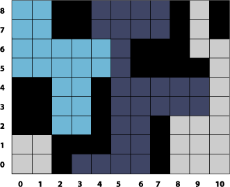 A grid of pixels after inverting the color