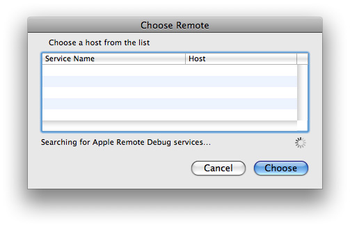 The remote host window