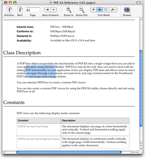 Arbitrary text selection in a PDF document