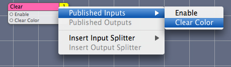Publishing the Clear Color input port