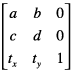 A 3 by 3 transformation matrix.