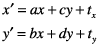 Equations that define the previous three by three matrix