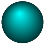A radial gradient that varies between a point and a circle