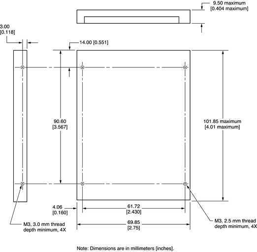 Maximum dimensions of the internal hard disk