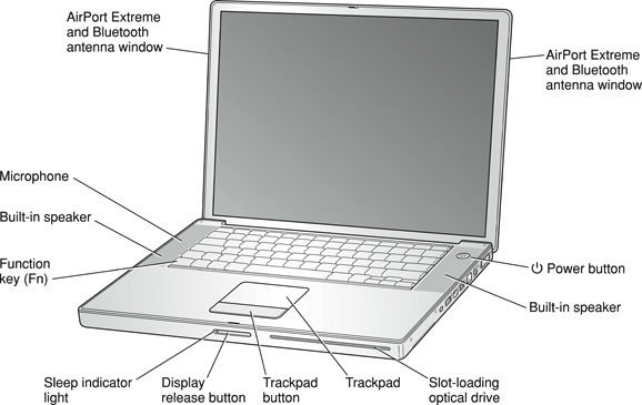 Front view of the computer