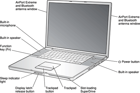 Front view of the computer