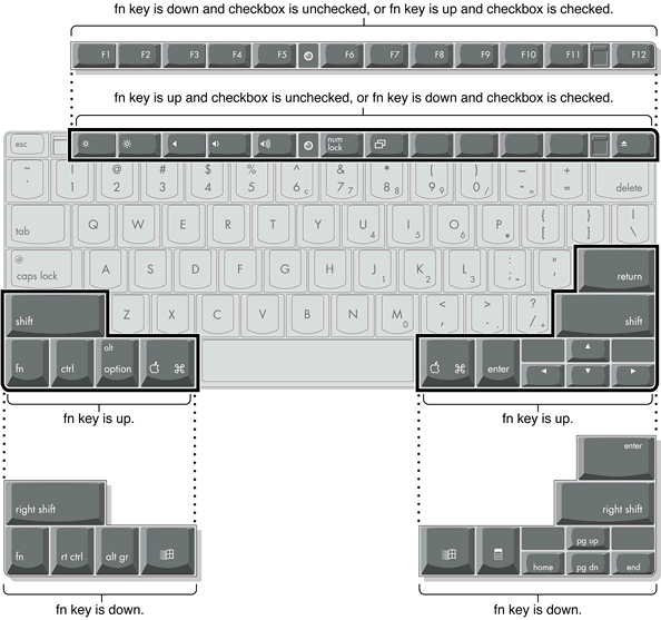 Alternate operations of function and control keys
