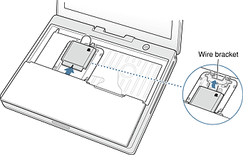 The AirPort Extreme Card and antenna cable