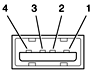 USB Type A port and pins