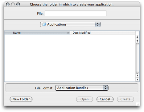 A dialog showing where the application is saved