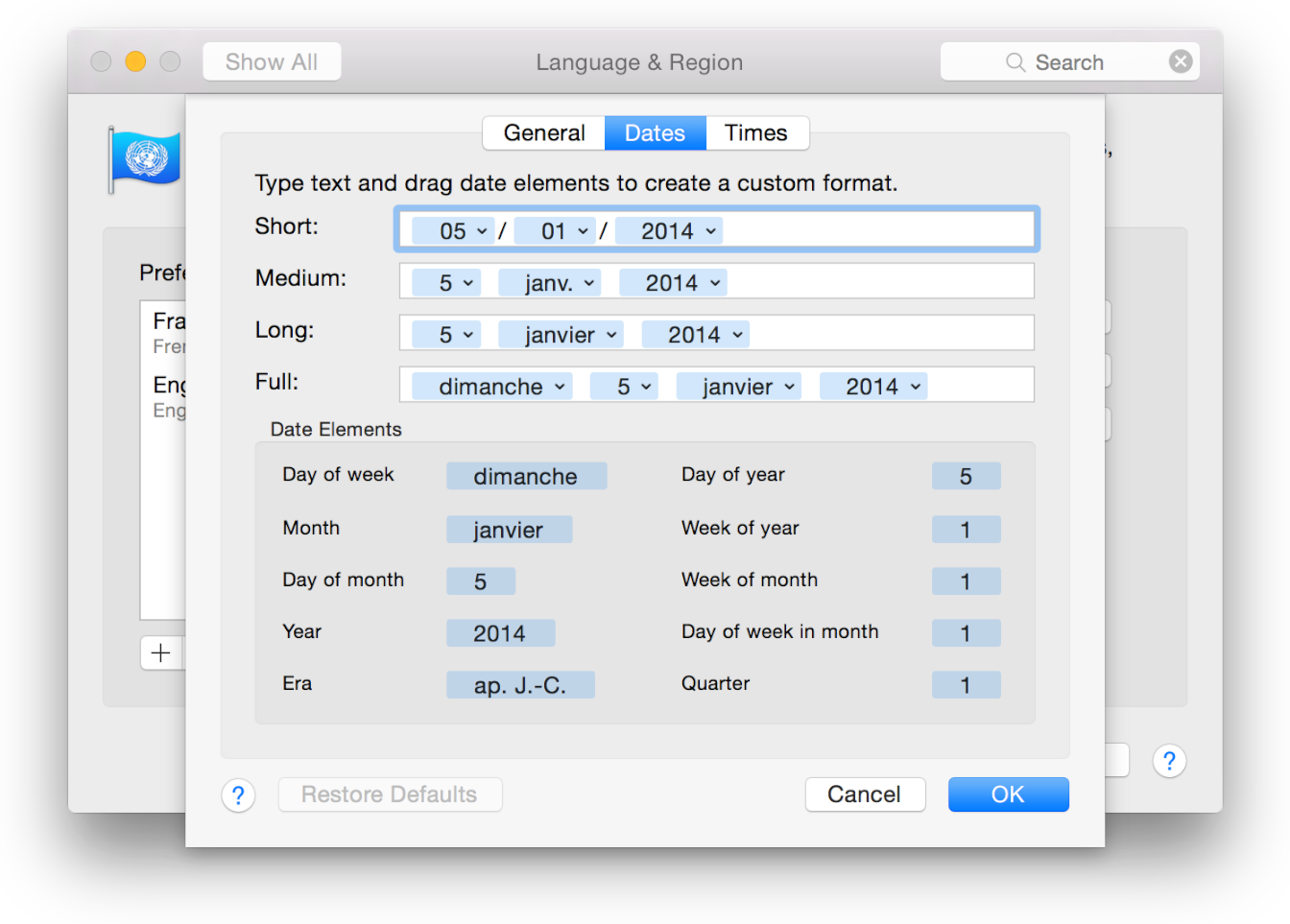 Custom date. Date view.